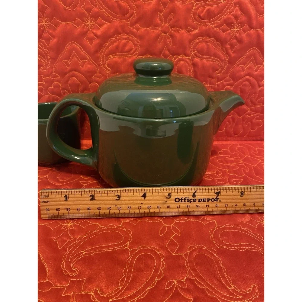 Waechtersbach Teapot, Creamer And‎ Covered Sugar Bowl Rare Green Ceramic